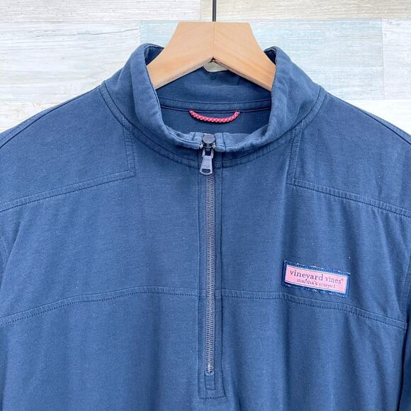 Vineyard Vines Edgartown Mock Neck 1/4 Zip Shep Shirt Blue Pima Mens Small - Picture 2 of 6